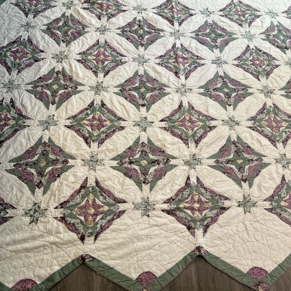 Vtg Country Collection Quilt Merrianne’s Star Queen 99x82 Cottage Shabby Chic